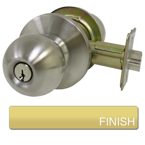 Tell Pro Line, Grade 2 Entry Knob, ANSI Strike, 2-3/8 Backset, US3 Bright Brass Finish, Schlage C
